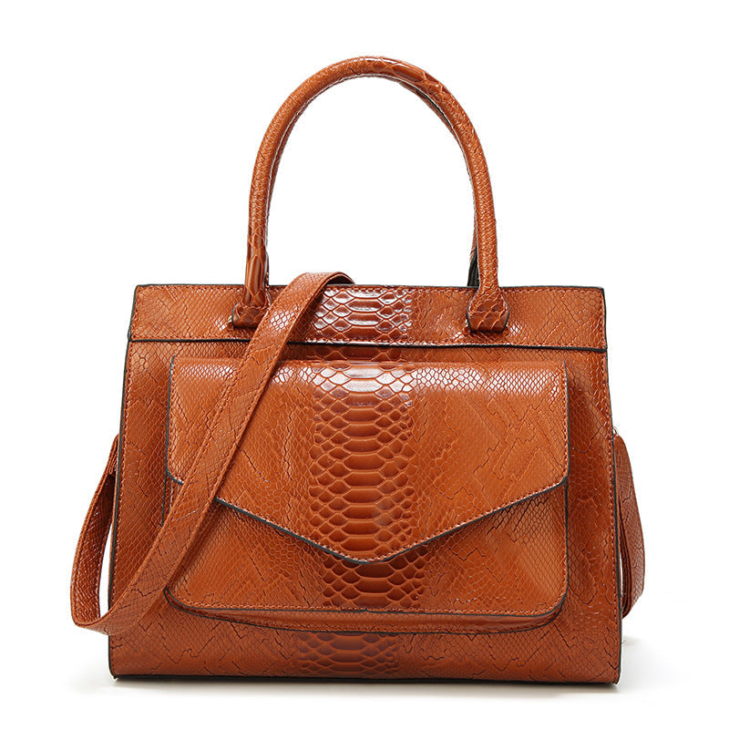 Women's Large Capacity Snake Pattern Fashion Simple Handbags