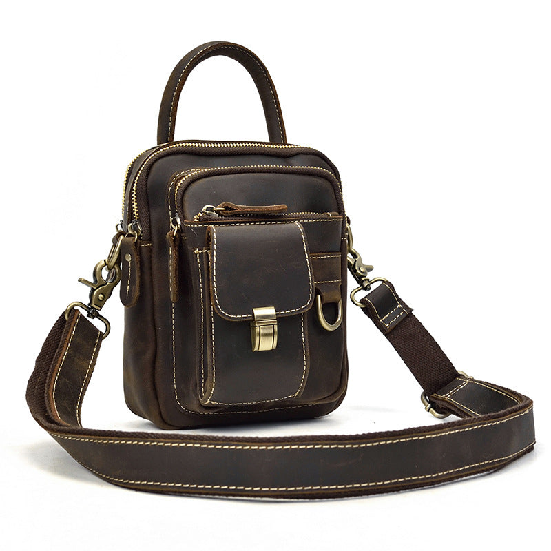 Men's Leather Crazy Horse Cowhide Across Men's Shoulder Bags