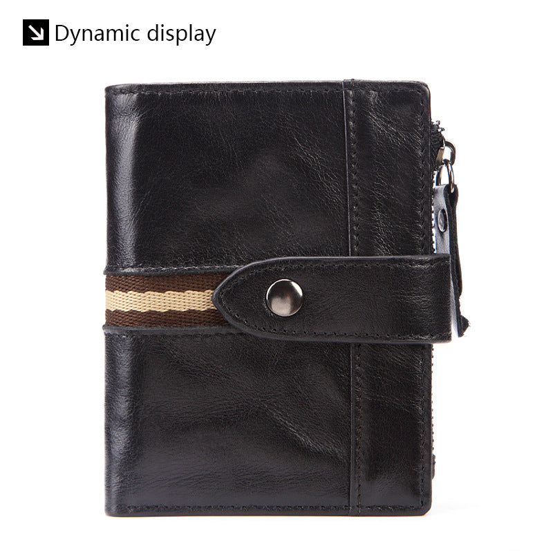 Women's & Men's & Vintage Oil Wax Genuine Leather Short Activity Men's Wallets