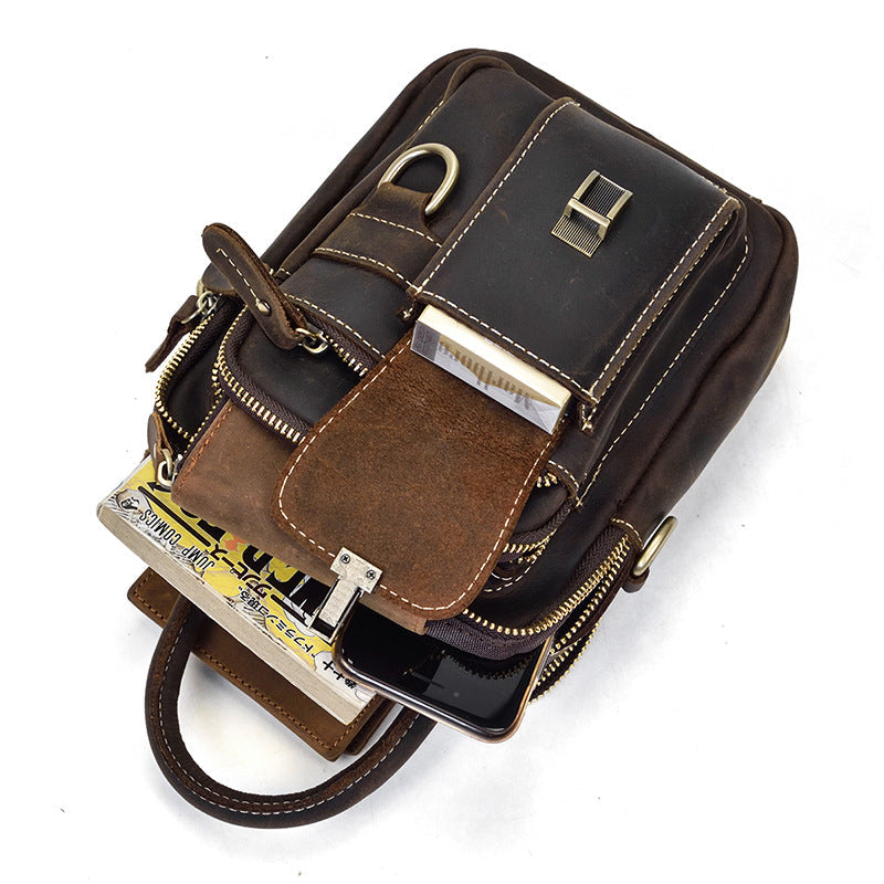 Men's Leather Crazy Horse Cowhide Across Men's Shoulder Bags