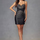 Juliet JT911A Vestido de cóctel ajustado Hot Fix con corpiño transparente lateral