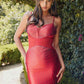 Juliet JT911A Vestido de cóctel ajustado Hot Fix con corpiño transparente lateral