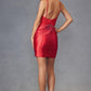 Juliet JT911A Vestido de cóctel ajustado Hot Fix con corpiño transparente lateral