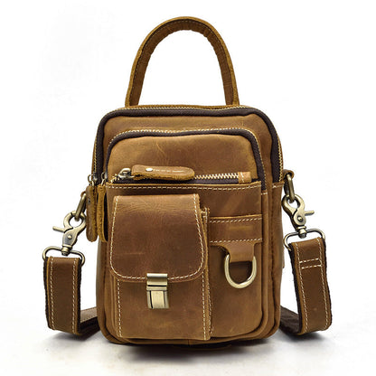 Men's Leather Crazy Horse Cowhide Across Men's Shoulder Bags