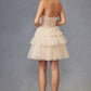 Juliet JT918A Dress Strapless Cocktail Leaf Lace Corset Bodice Ruffle Skirt