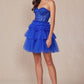 Juliet JT918A Dress Strapless Cocktail Leaf Lace Corset Bodice Ruffle Skirt