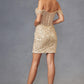 Vestido Juliet JT919L Ajustado con Hombros Descubiertos y Corpiño de Lentejuelas Estilo Corazón