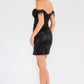Vestido Juliet JT919L Ajustado con Hombros Descubiertos y Corpiño de Lentejuelas Estilo Corazón