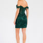 Vestido Juliet JT919L Ajustado con Hombros Descubiertos y Corpiño de Lentejuelas Estilo Corazón