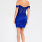 Vestido Juliet JT919L Ajustado con Hombros Descubiertos y Corpiño de Lentejuelas Estilo Corazón