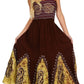 Sakkas Batik Print Embroidered Sleeveless Smocked Tube Top Long Dress