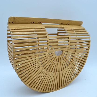 Slatted Ark Clutch with Built In Top Handle