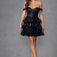 Vestido de cóctel corto de tul y lentejuelas Juliet JT920K con línea A