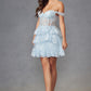Vestido de cóctel corto de tul y lentejuelas Juliet JT920K con línea A