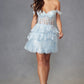 Vestido de cóctel corto de tul y lentejuelas Juliet JT920K con línea A