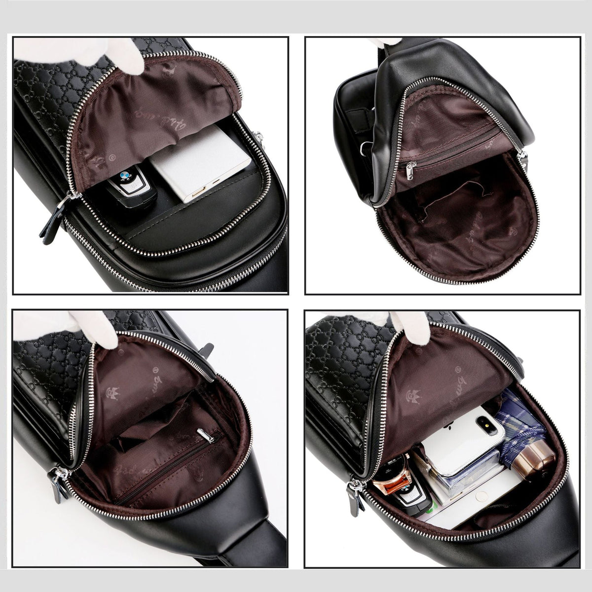 New Men's Classic Stylish Cowhide Business Men's Chest Bags