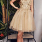 Vestido corto de regreso a casa estilo A con detalles florales Ladivine 9245