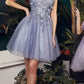 Vestido corto de regreso a casa estilo A con detalles florales Ladivine 9245