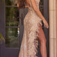 Ladivine 9312 Long Sexy Luxurious Sequin Gown Plunging Neck Side Slit
