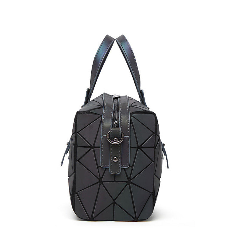Women's Geometry Pattern Diamond Quilted Colorful Luminous Handbags