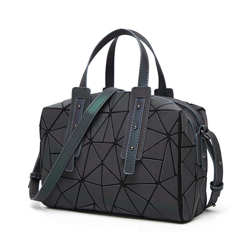 Women's Geometry Pattern Diamond Quilted Colorful Luminous Handbags