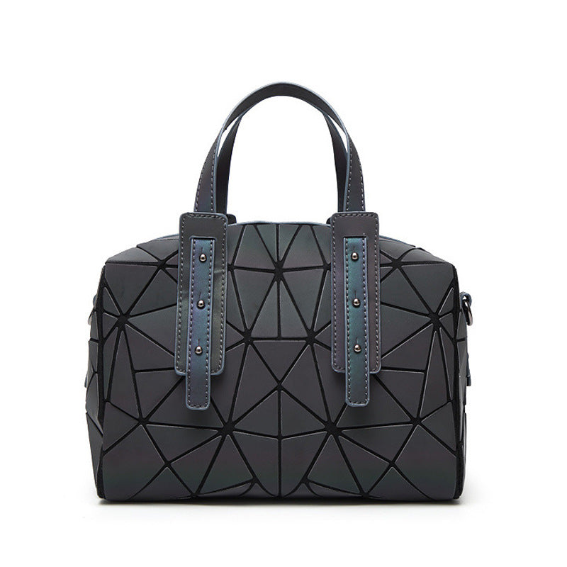 Women's Geometry Pattern Diamond Quilted Colorful Luminous Handbags