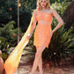 Juliet JT937R Dress One Shoulder Cape Sleeve Cocktail Sequin Gown