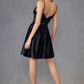 Juliet JT940R Dress V-Neck Leaf Lace Corset Bodice Satin Skirt