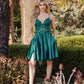 Juliet JT940R Dress V-Neck Leaf Lace Corset Bodice Satin Skirt