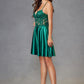 Juliet JT940R Dress V-Neck Leaf Lace Corset Bodice Satin Skirt