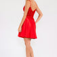 Juliet JT940R Dress V-Neck Leaf Lace Corset Bodice Satin Skirt