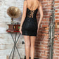 Vestido de cóctel ajustado Juliet JT941R con corpiño corsé de encaje de hojas