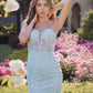 Vestido de cóctel ajustado Juliet JT941R con corpiño corsé de encaje de hojas
