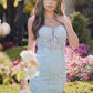 Vestido de cóctel ajustado Juliet JT941R con corpiño corsé de encaje de hojas