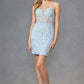 Vestido de cóctel ajustado Juliet JT941R con corpiño corsé de encaje de hojas