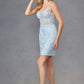 Vestido de cóctel ajustado Juliet JT941R con corpiño corsé de encaje de hojas