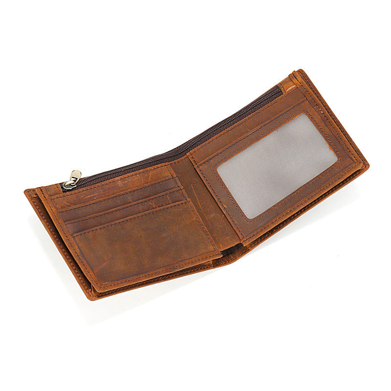 Men's Leather Short Business First Layer Cowhide Ladies Wallets