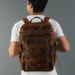 Alpha Caramel Buffalo Leather Travel Backpack