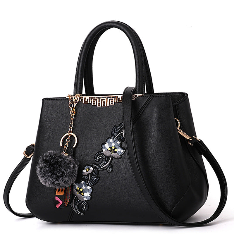 Women's Big Korean Contrast Color Fur Ball Shoulder Bags