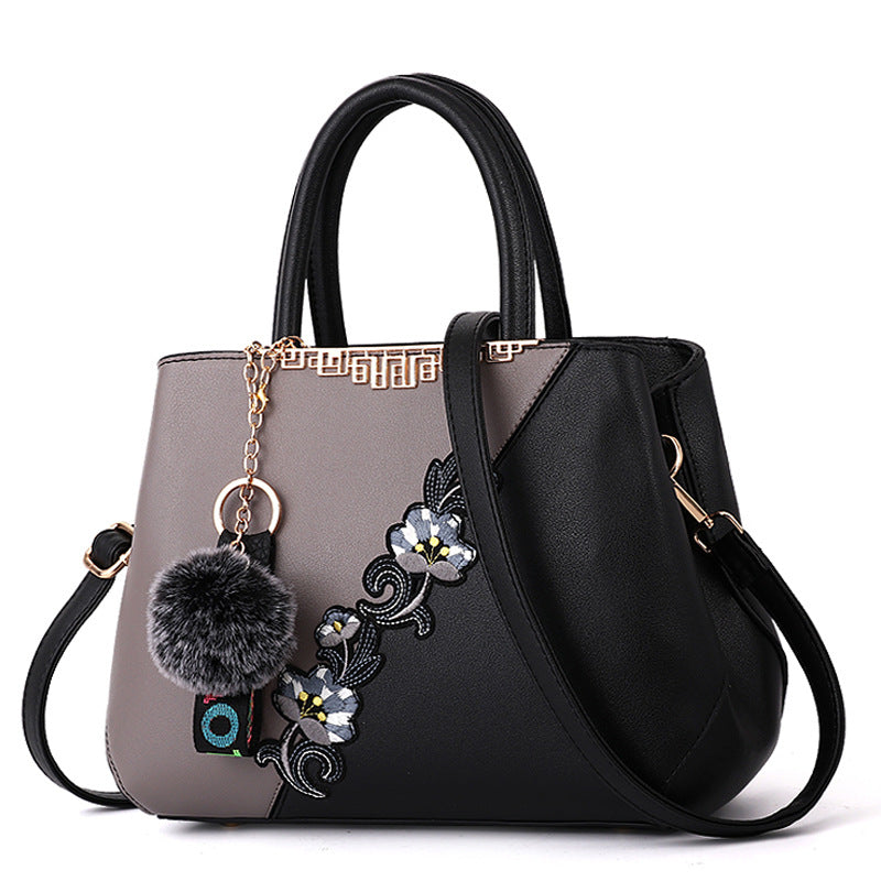 Women's Big Korean Contrast Color Fur Ball Shoulder Bags