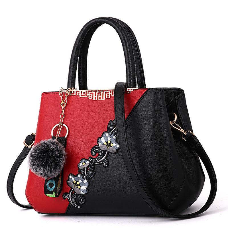 Women's Big Korean Contrast Color Fur Ball Shoulder Bags