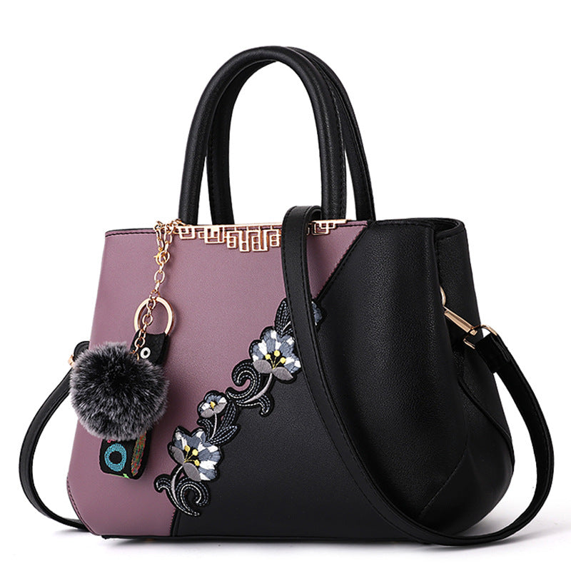 Women's Big Korean Contrast Color Fur Ball Shoulder Bags
