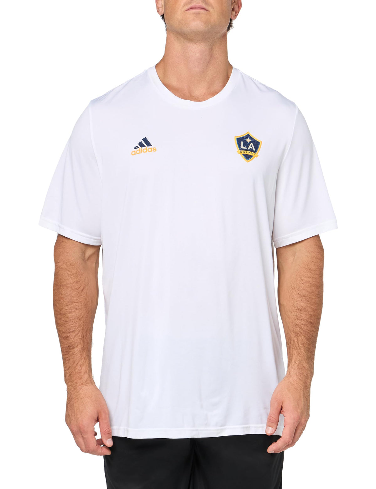 adidas Camiseta Prepartido Manga Corta Hombre Los Angeles Galaxy Local Estoico Blanco/La Galaxy Talla Small Tall
