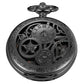Whodoit Black Gear Double Cover Mens Mechanical Pocket Watch Double Cover Roman Design Dial Chain Mechanical Pocket Watch