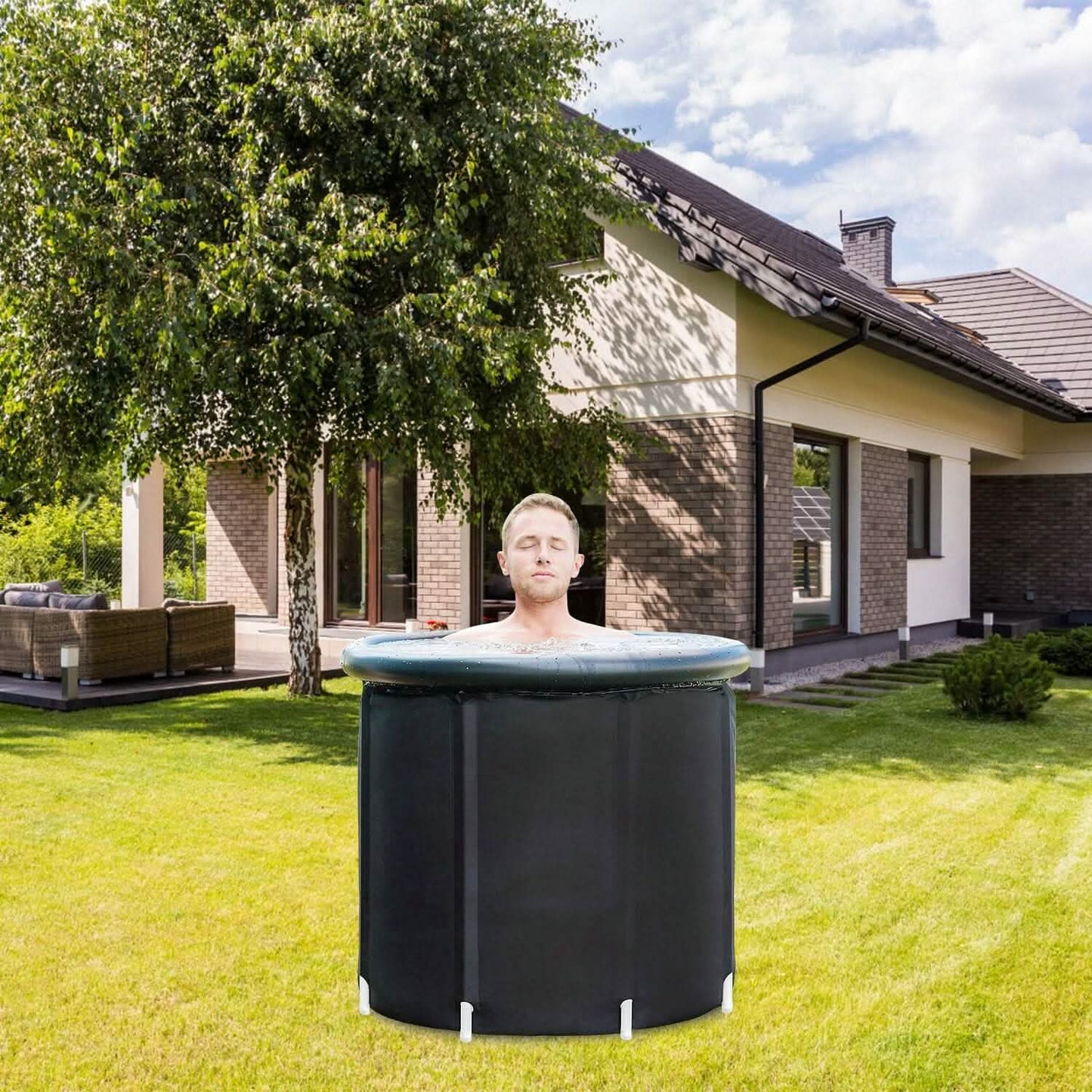 Tina de baño de hielo de gran tamaño de 97 galones con cubierta