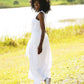 Cotton Lycra Ruche Tank - White