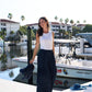 Cotton Lycra Ruche Tank - White