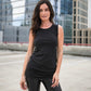 Cotton Lycra Ruche Tank - Black