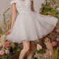CLEARANCE - Eureka 9833 Short A-Line Off Shoulder Glitter Mesh Dress (Size M)