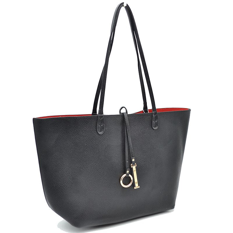 Classic Trapeze Tote Bag with Dual Handles and Ring Detail